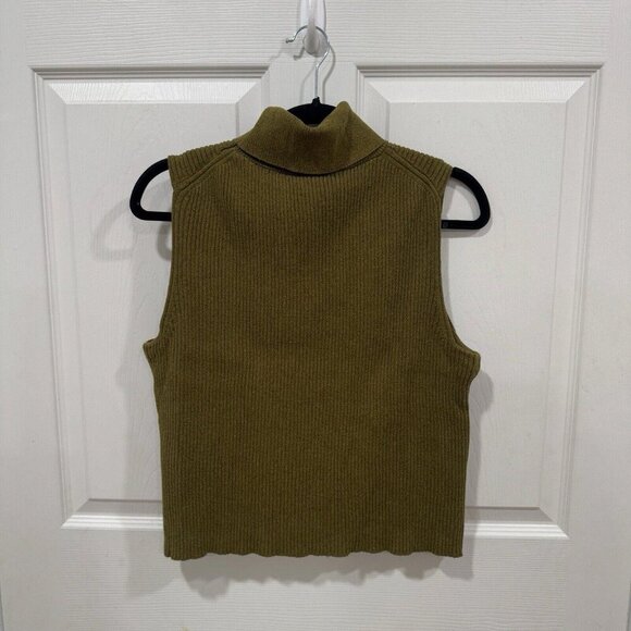 NWT J Crew Ribbed mockneck sweater tank Green Sleeveless Size Medium M - Picture 6 of 8